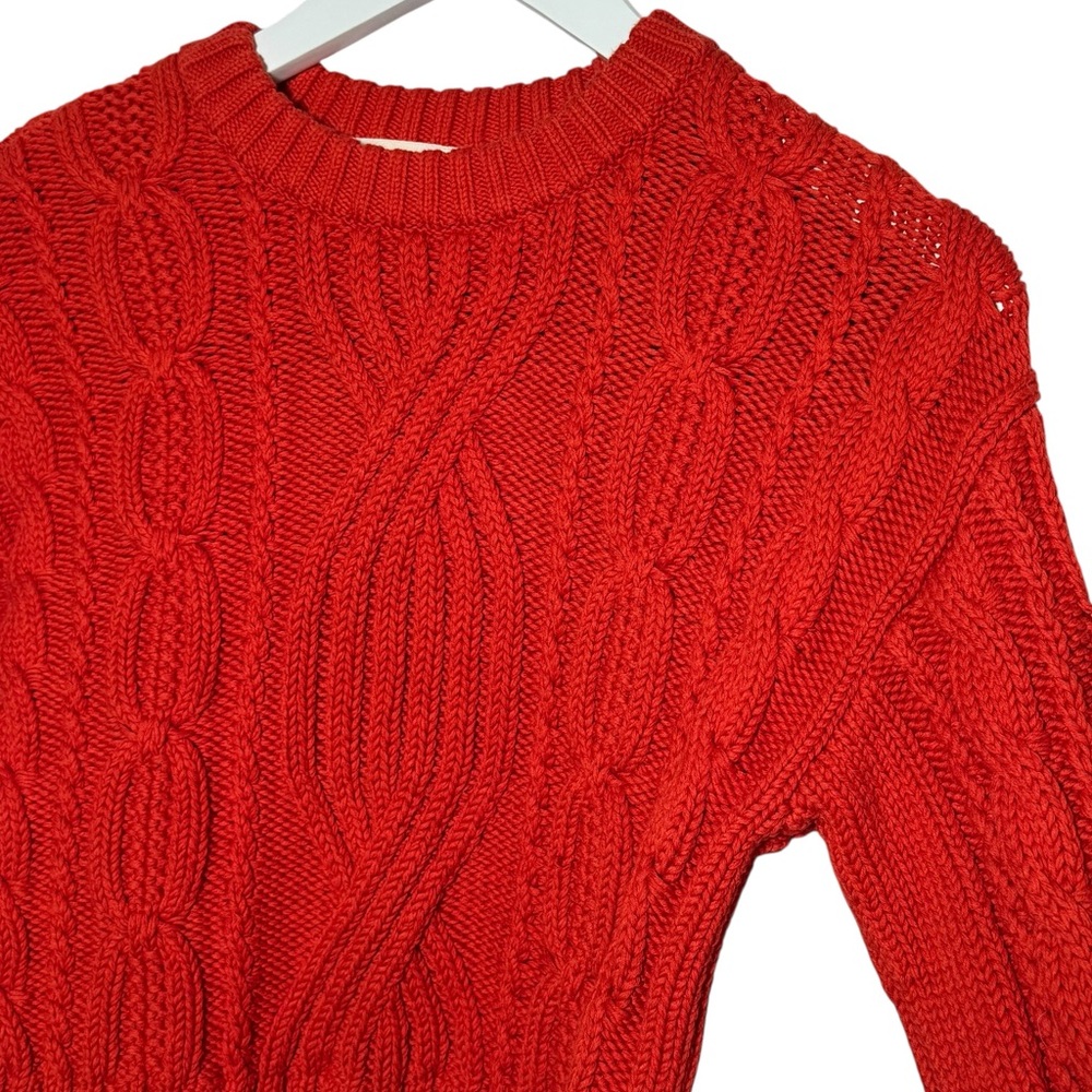 Sezane Red Cable Knit Sweater - Picture 6 of 10